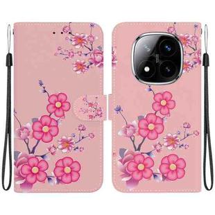 For Redmi Note 14 Pro / Note 14 Pro+ 5G Crystal Texture Colored Drawing Leather Phone Case(Cherry Blossoms)