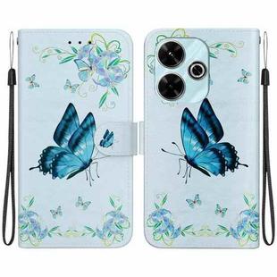 For Xiaomi Poco M6 4G Crystal Texture Colored Drawing Leather Phone Case(Blue Pansies)