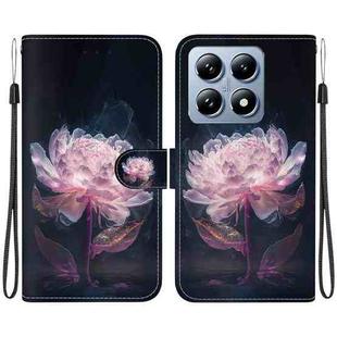 For Xiaomi 14T Crystal Texture Colored Drawing Leather Phone Case(Purple Peony)