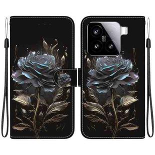 For Xiaomi 15 Crystal Texture Colored Drawing Leather Phone Case(Black Rose)