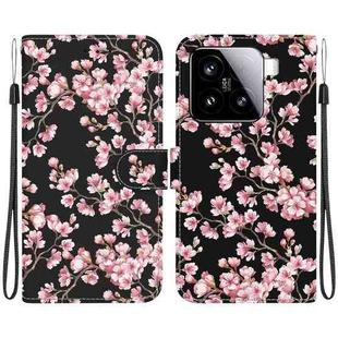 For Xiaomi 15 Crystal Texture Colored Drawing Leather Phone Case(Plum Bossom)