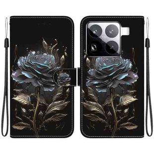 For Xiaomi 15 Pro Crystal Texture Colored Drawing Leather Phone Case(Black Rose)