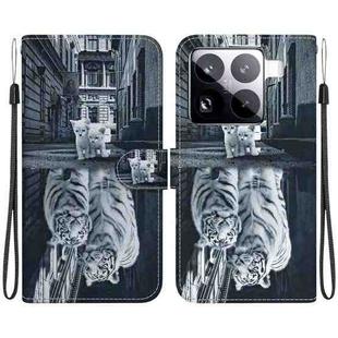 For Xiaomi 15 Pro Crystal Texture Colored Drawing Leather Phone Case(Cat Tiger Reflection)