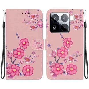 For Xiaomi 15 Pro Crystal Texture Colored Drawing Leather Phone Case(Cherry Blossoms)