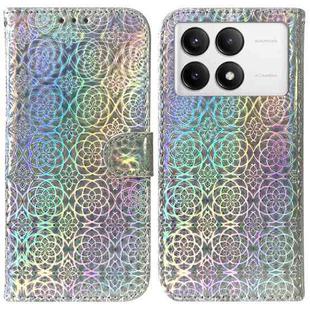 For Xiaomi Poco F6 Pro Colorful Magnetic Buckle Leather Phone Case(Silver)