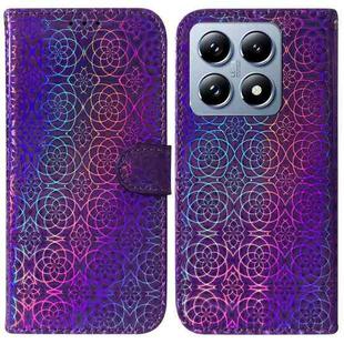 For Xiaomi 14T Pro Colorful Magnetic Buckle Leather Phone Case(Purple)