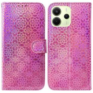 For Redmi Note 14 4G 164.84mm Colorful Magnetic Buckle Leather Phone Case(Pink)