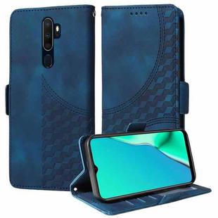 For OPPO A9 2020 / A5 2020  Embossed Rhombus Starry Leather Phone Case(Blue)