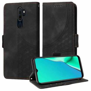 For OPPO A9 2020 / A5 2020  Embossed Rhombus Starry Leather Phone Case(Black)