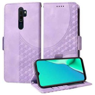 For OPPO A9 2020 / A5 2020  Embossed Rhombus Starry Leather Phone Case(Purple)