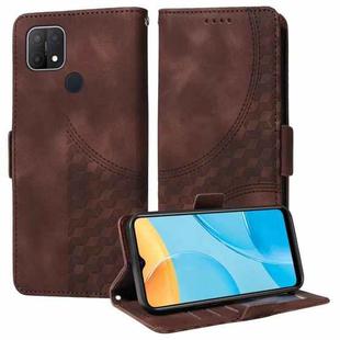For OPPO A15 4G / A16K / A16E Embossed Rhombus Starry Leather Phone Case(Brown)