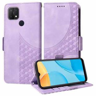 For OPPO A15 4G / A16K / A16E Embossed Rhombus Starry Leather Phone Case(Purple)