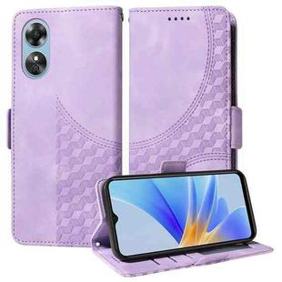 For OPPO A17 4G / A17K Embossed Rhombus Starry Leather Phone Case(Purple)