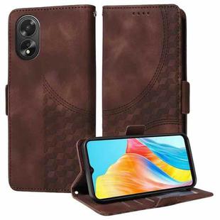 For OPPO A38 4G / A18 4G Embossed Rhombus Starry Leather Phone Case(Brown)