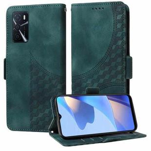 For OPPO A16 4G / A16S Embossed Rhombus Starry Leather Phone Case(Green)