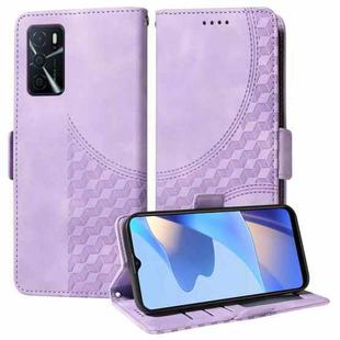 For OPPO A54S / A56 5G Embossed Rhombus Starry Leather Phone Case(Purple)