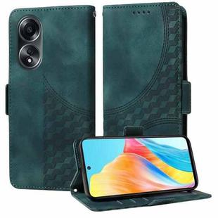 For OPPO A58 4G Embossed Rhombus Starry Leather Phone Case(Green)