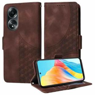 For OPPO A58 4G Embossed Rhombus Starry Leather Phone Case(Brown)