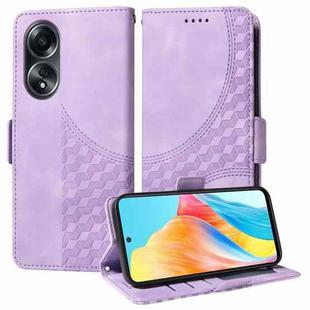 For OPPO A58 4G Embossed Rhombus Starry Leather Phone Case(Purple)