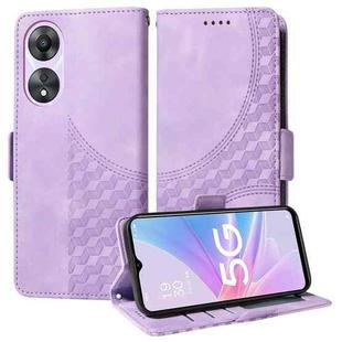 For OPPO A58X 5G Embossed Rhombus Starry Leather Phone Case(Purple)