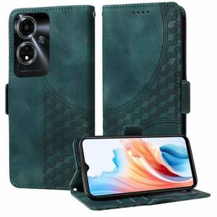 For OPPO A59 5G Embossed Rhombus Starry Leather Phone Case(Green)