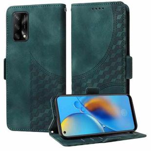 For OPPO A74 4G / F19 4G Embossed Rhombus Starry Leather Phone Case(Green)