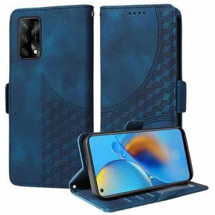 For OPPO A74 4G / F19 4G Embossed Rhombus Starry Leather Phone Case(Blue)