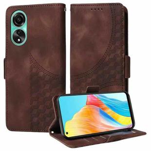 For OPPO A78 4G Embossed Rhombus Starry Leather Phone Case(Brown)