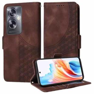 For OPPO A79 5G Embossed Rhombus Starry Leather Phone Case(Brown)