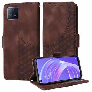 For OPPO A92S / Reno4 Z 5G Embossed Rhombus Starry Leather Phone Case(Brown)