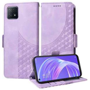 For OPPO A92S / Reno4 Z 5G Embossed Rhombus Starry Leather Phone Case(Purple)