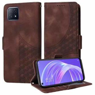 For OPPO A73 2020 5G Taiwan Embossed Rhombus Starry Leather Phone Case(Brown)