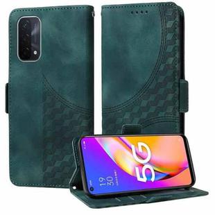 For OPPO A74 5G / A54 5G Embossed Rhombus Starry Leather Phone Case(Green)