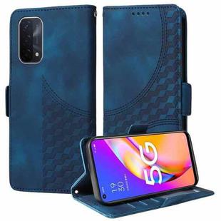 For OPPO A74 5G / A54 5G Embossed Rhombus Starry Leather Phone Case(Blue)
