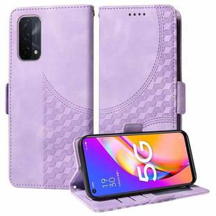 For OPPO A74 5G / A54 5G Embossed Rhombus Starry Leather Phone Case(Purple)