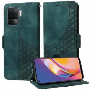 For OPPO A94 4G / F19 Pro Embossed Rhombus Starry Leather Phone Case(Green)