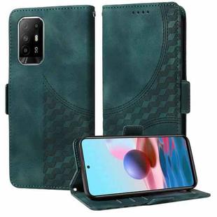 For OPPO A94 5G / F19 Pro+ 5G Embossed Rhombus Starry Leather Phone Case(Green)
