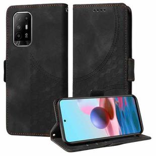 For OPPO A94 5G / F19 Pro+ 5G Embossed Rhombus Starry Leather Phone Case(Black)