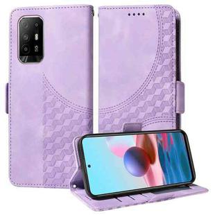 For OPPO A94 5G / F19 Pro+ 5G Embossed Rhombus Starry Leather Phone Case(Purple)