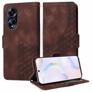 For OPPO A98 / F23 5G / A1 5G Embossed Rhombus Starry Leather Phone Case(Brown)