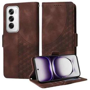 For OPPO Reno12 5G Global Embossed Rhombus Starry Leather Phone Case(Brown)