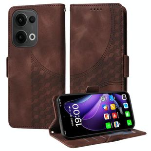 For OPPO Reno13 Global Embossed Rhombus Starry Leather Phone Case(Brown)