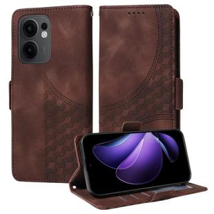 For OPPO Reno13 F 4G / 5G Embossed Rhombus Starry Leather Phone Case(Brown)