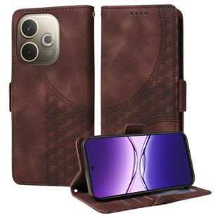 For OPPO A5 Pro 5G Global Embossed Rhombus Starry Leather Phone Case(Brown)