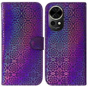 For Huawei nova 12 Colorful Magnetic Buckle Leather Phone Case(Purple)