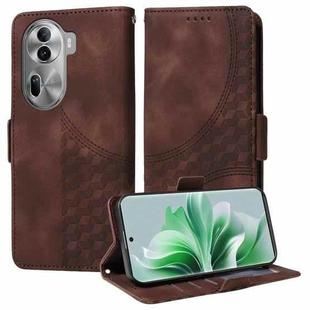 For OPPO Reno11 Pro 5G Global Embossed Rhombus Starry Leather Phone Case(Brown)