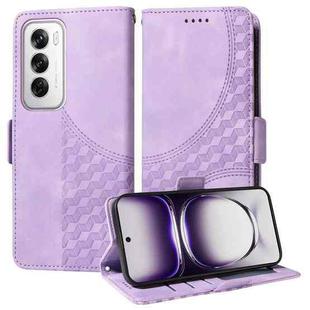 For OPPO Reno12 Pro Global Embossed Rhombus Starry Leather Phone Case(Purple)