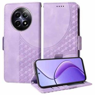 For Realme 12 5G / 12X 5G Embossed Rhombus Starry Leather Phone Case(Purple)