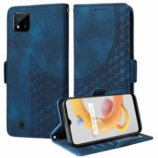 For Realme C20 / C20A Embossed Rhombus Starry Leather Phone Case(Blue)
