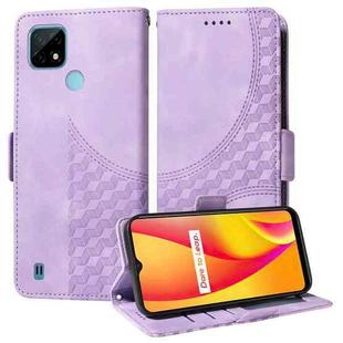 For Realme C21 / C21Y / C25Y Embossed Rhombus Starry Leather Phone Case(Purple)